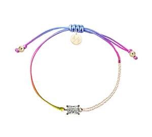 NEW ADRIANA PAPPAS women's cz emerald cut bracelet on colored cord in rainbow